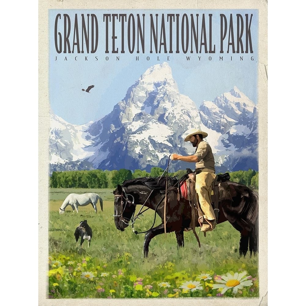 Grand Teton Poster Print - Red Truck Old-VARPDXREDTRX240455 Image 1