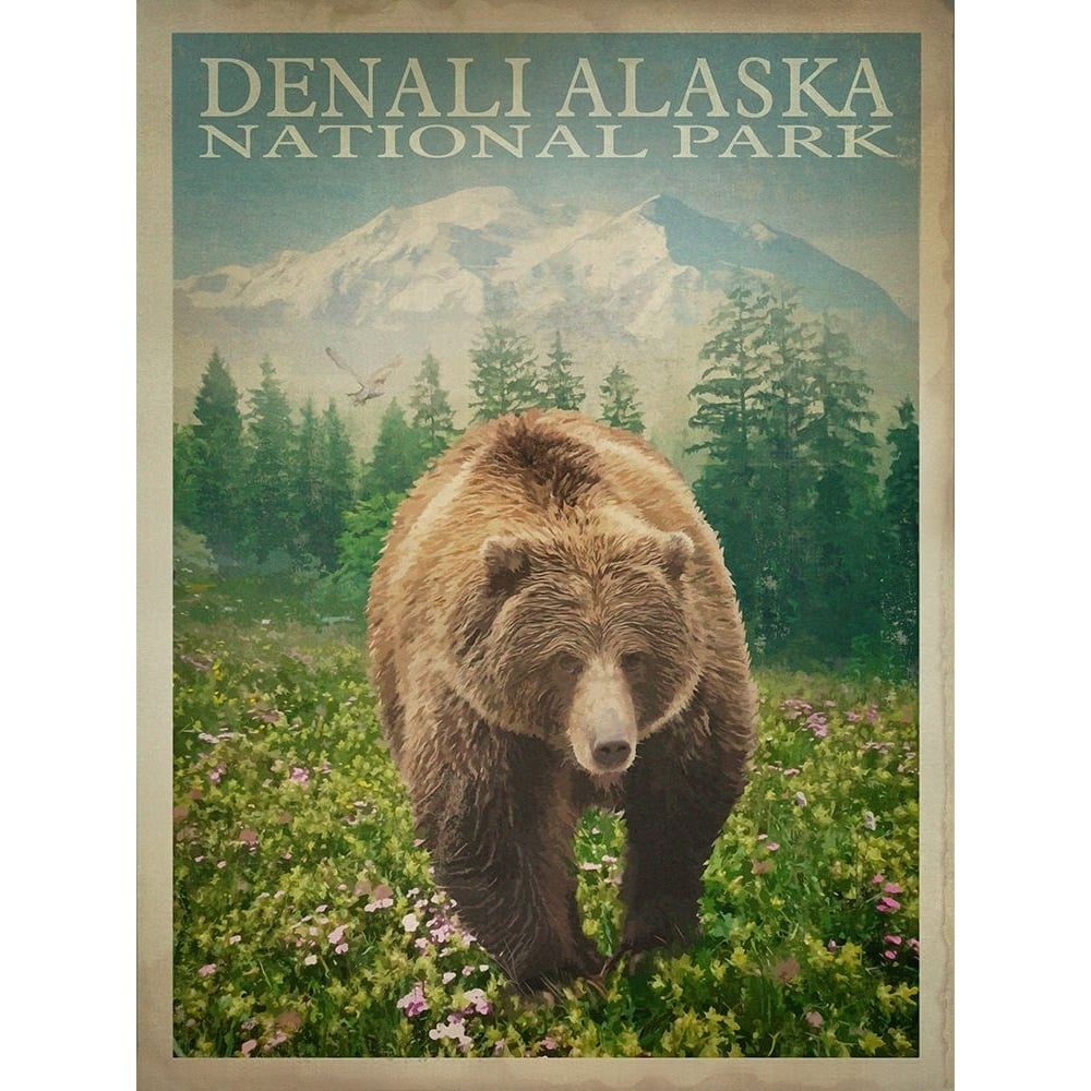 Denali Alaska Poster Print - Red Truck Old-VARPDXREDTRX244148 Image 1