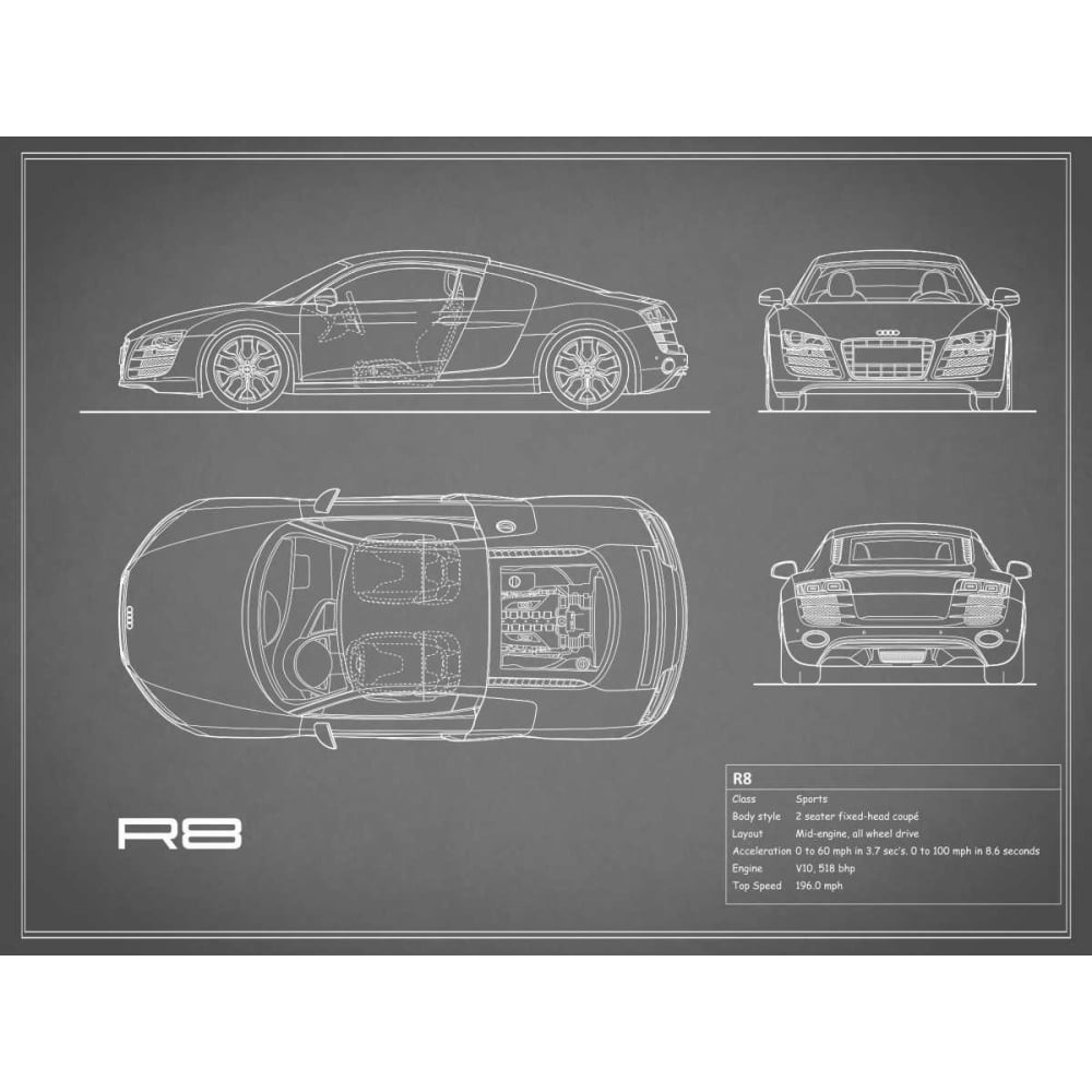 Audi R8 V10-Grey Poster Print by Mark Rogan-VARPDXRGN112711 Image 1