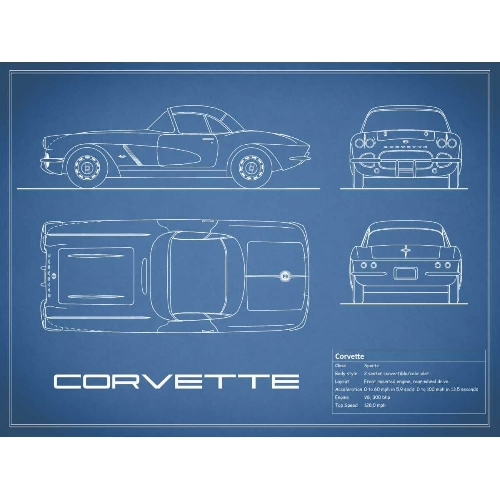 Corvette 33BHP-Blue Poster Print by Mark Rogan-VARPDXRGN112718 Image 1