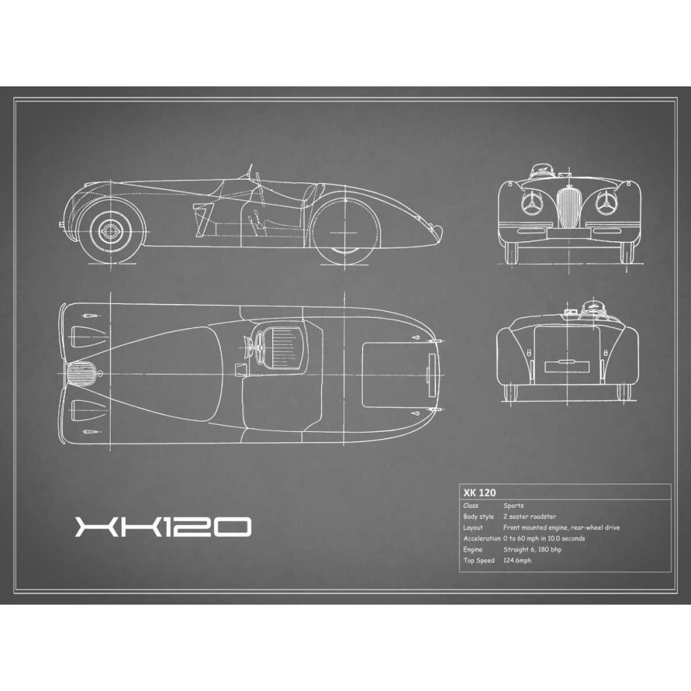 Jaguar XK-120-Grey Poster Print by Mark Rogan-VARPDXRGN112759 Image 1