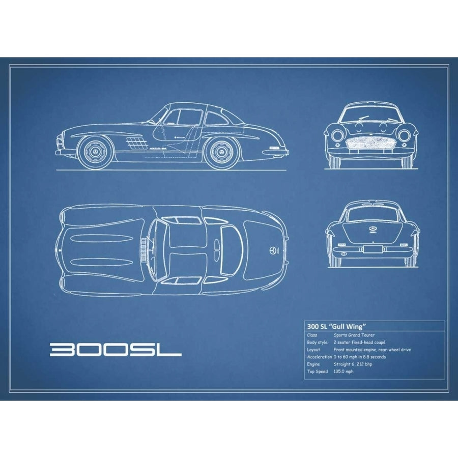 Mercedes 300SL Gullwing-Blue Poster Print by Mark Rogan-VARPDXRGN112766 Image 1