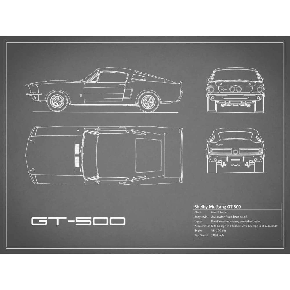 Shelby Mustang GT500-Grey Poster Print by Mark Rogan-VARPDXRGN112786 Image 1