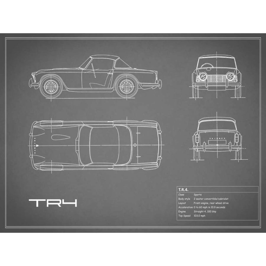 Triumph TR4-Grey Poster Print by Mark Rogan-VARPDXRGN112795 Image 1