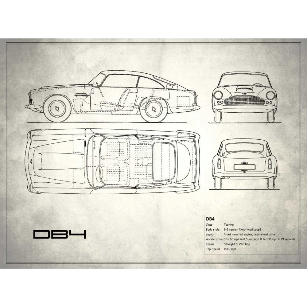 Aston DB4 White Poster Print by Mark Rogan-VARPDXRGN113189 Image 1