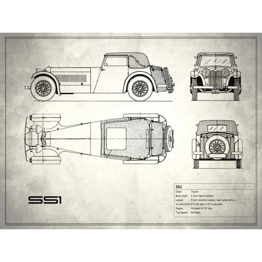 Jaguar SS-100 White Poster Print by Mark Rogan-VARPDXRGN113203 Image 1