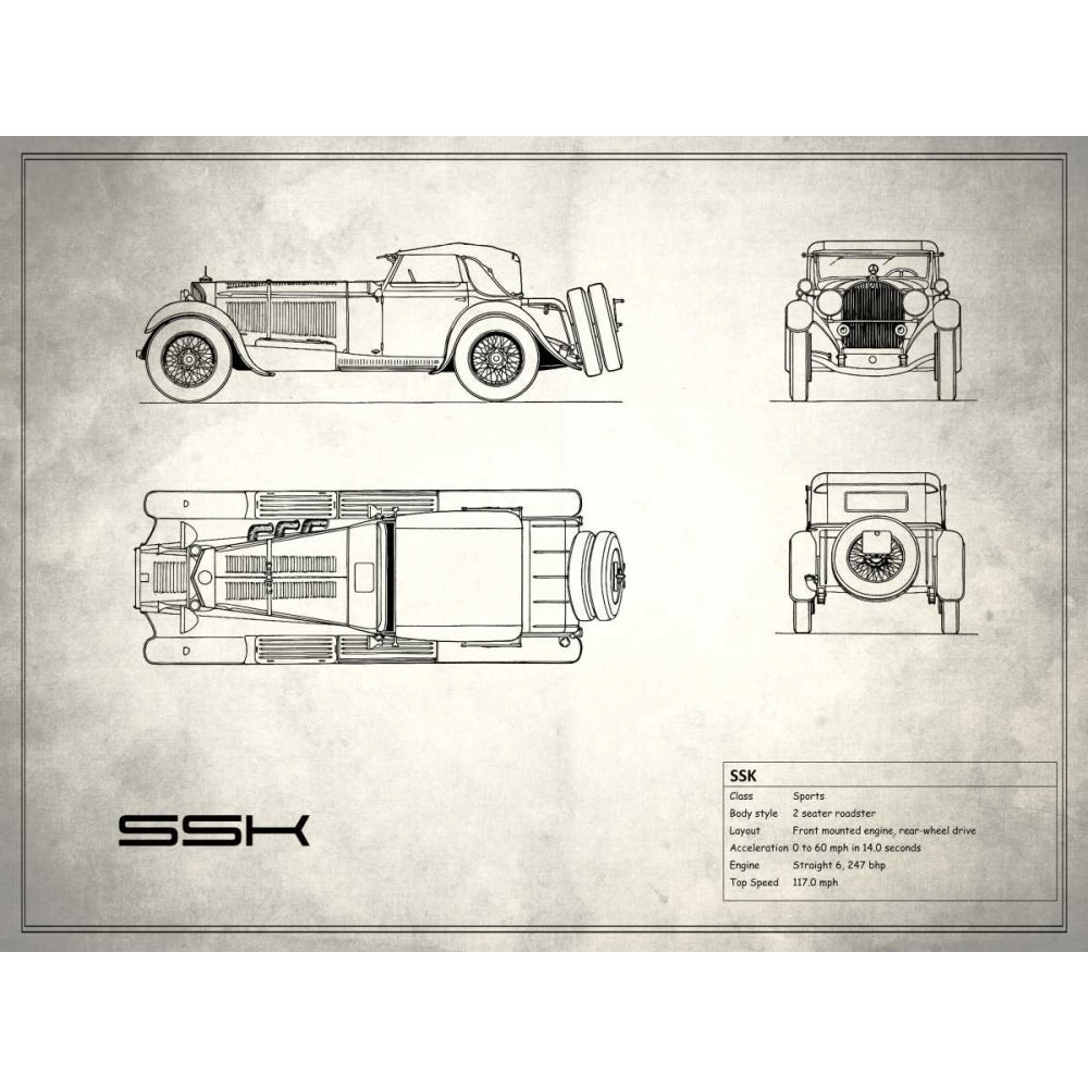 Mercedes SSK White Poster Print by Mark Rogan-VARPDXRGN113208 Image 1