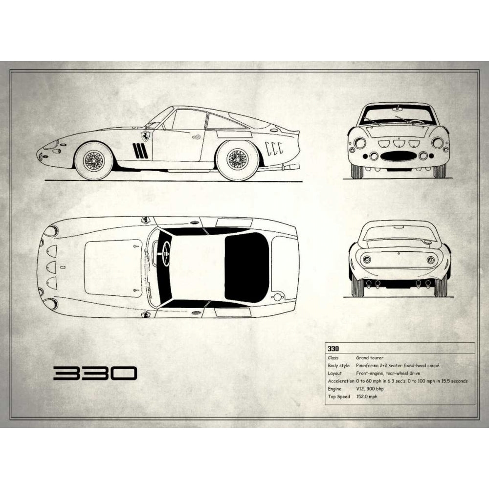 Ferrari 330 White Poster Print by Mark Rogan-VARPDXRGN113197 Image 1