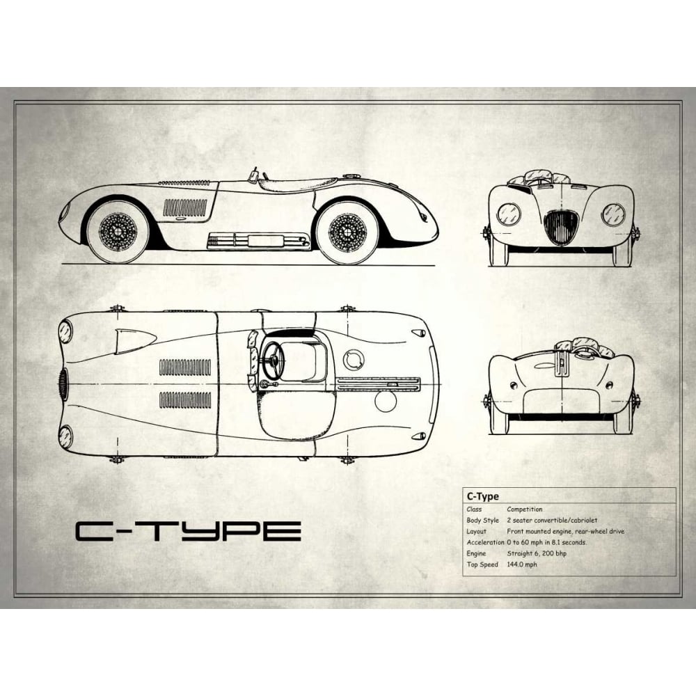 Jaguar C-Type White Poster Print by Mark Rogan-VARPDXRGN113201 Image 1