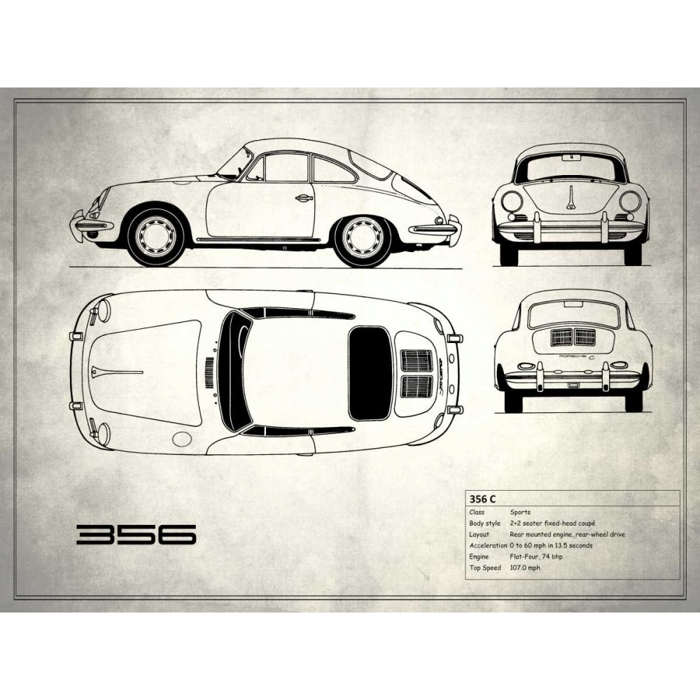 Porsche 356C White Poster Print by Mark Rogan-VARPDXRGN113211 Image 1