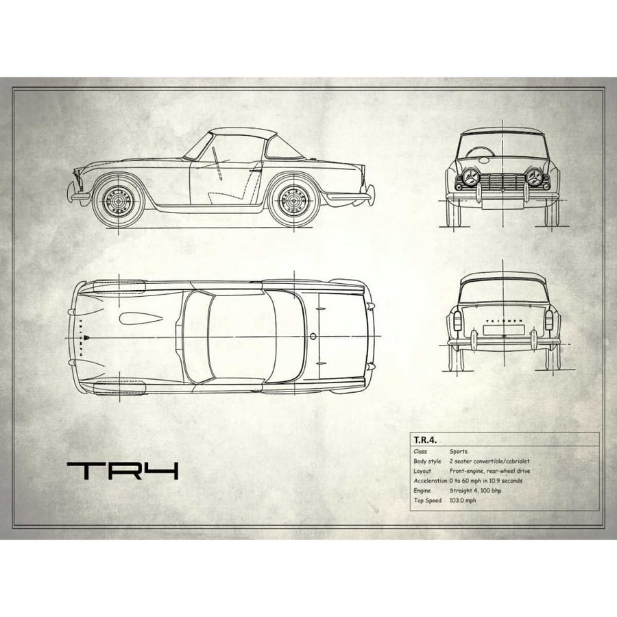 Triumph TR4 White Poster Print by Mark Rogan-VARPDXRGN113223 Image 1