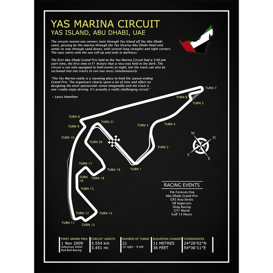 Yas Marina Circuit UAE BL Poster Print by Mark Rogan-VARPDXRGN115416 Image 1