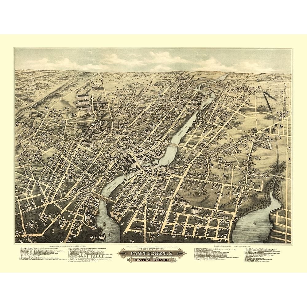 Pawtucket Central Falls Rhode Island - Vogt 1877 Poster Print by Vogt Vogt-VARPDXRIPA0001 Image 1