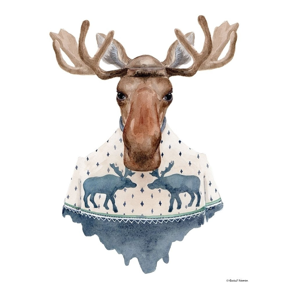 Moose in a Moose Sweater Poster Print by Rachel Nieman-VARPDXRN135 Image 1