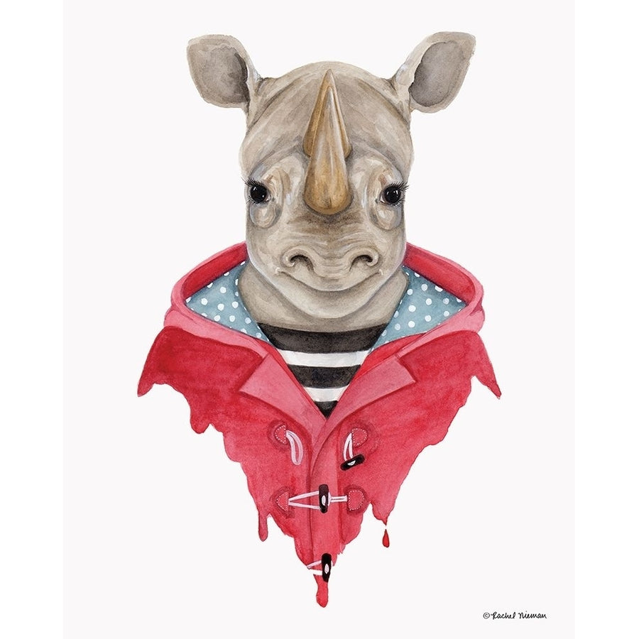 Rhino in a Raincoat Poster Print by Rachel Nieman-VARPDXRN140 Image 1