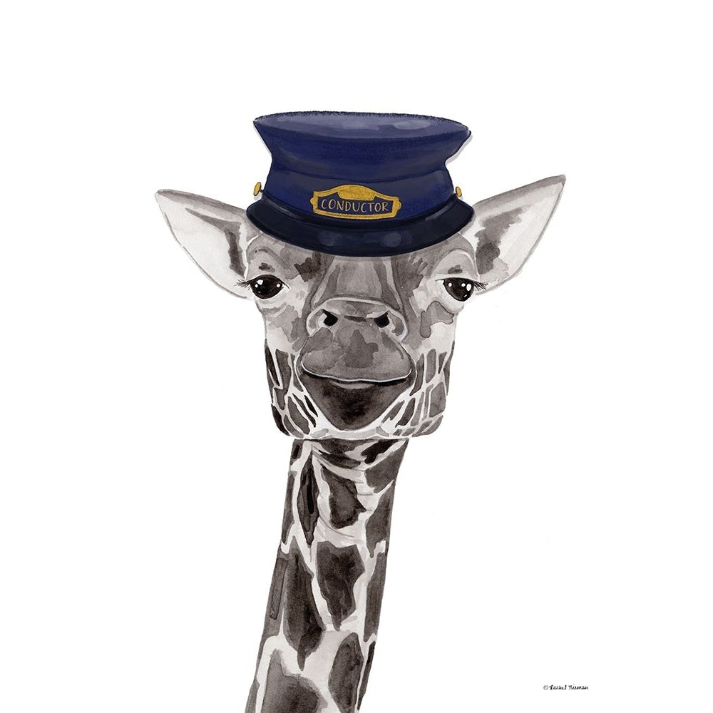 Train Conductor Giraffe Poster Print - Rachel Nieman-VARPDXRN422 Image 1