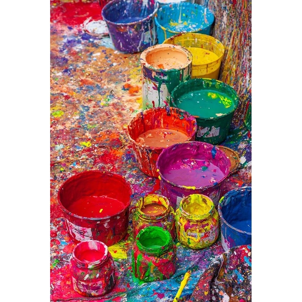 Argentina- Buenos Aires. Colorful paint splatters and buckets. Poster Print - Tom Haseltine-VARPDXSA01THA0009 Image 1