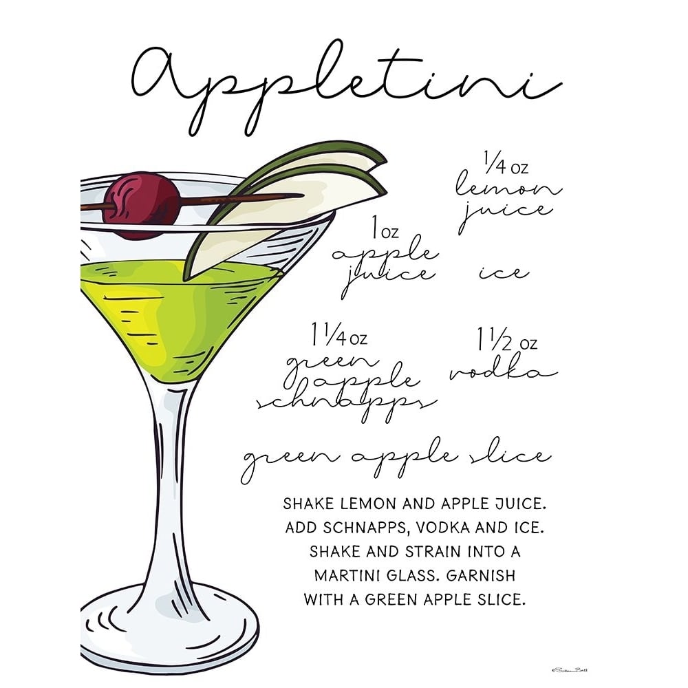 Appletini Recipe Poster Print - Susan Ball-VARPDXSB1066 Image 1