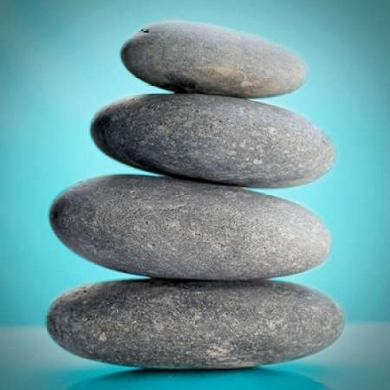 Stacking Stones 2 Teal Poster Print by Sandro De Carvalho-VARPDXSDC7SQ002B Image 1