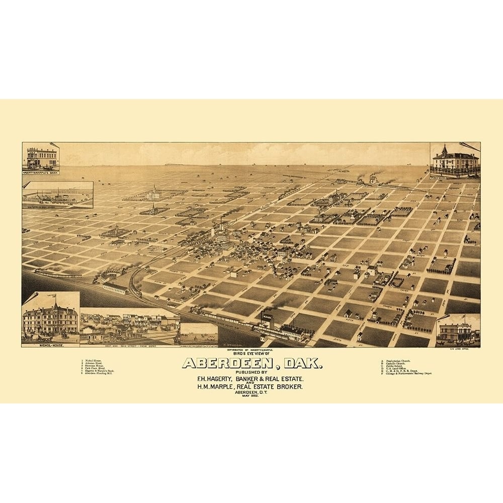 Aberdeen South Dakota - Wellge 1883 Poster Print by Wellge Wellge-VARPDXSDAB0001 Image 1