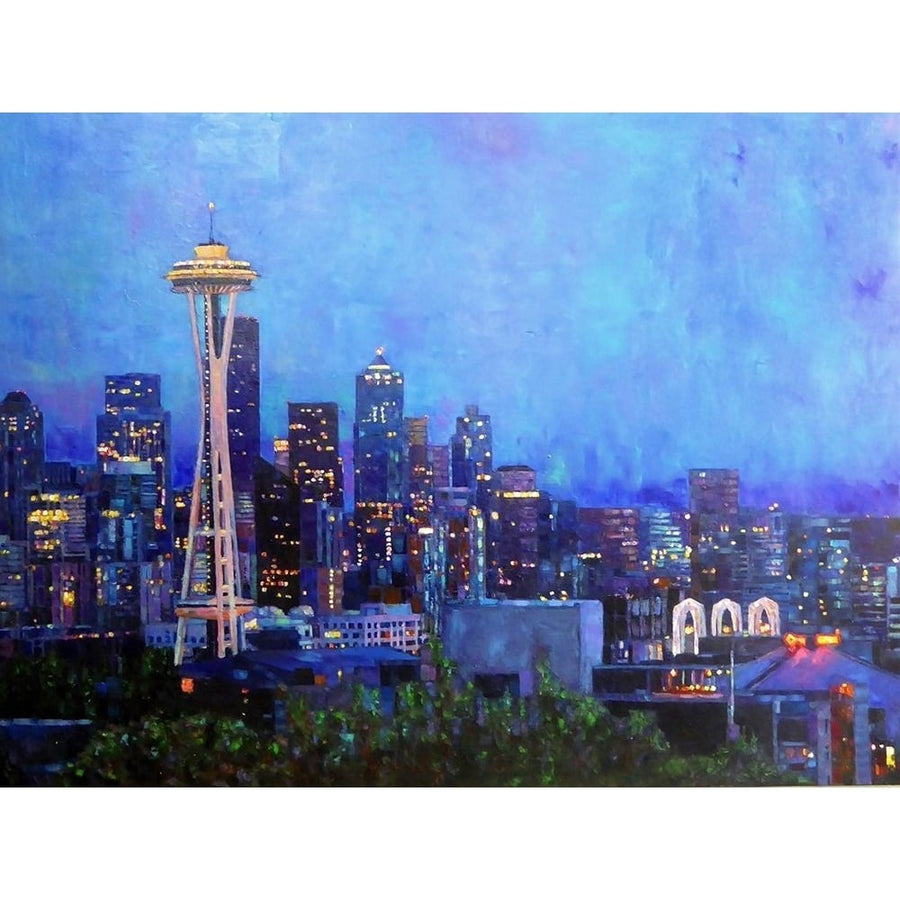 Seattle at Night Poster Print by Sarah Ghanooni-VARPDXSGRC007 Image 1