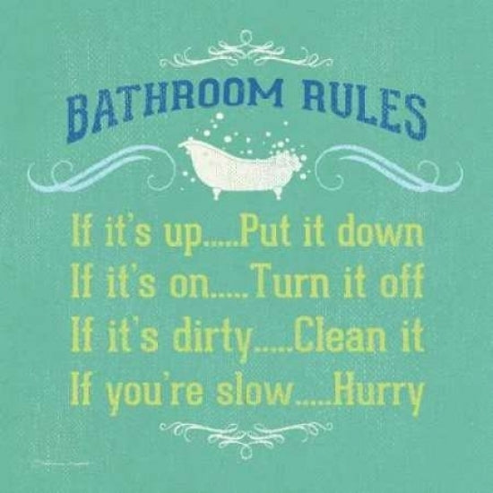 Bathroom Rules - Green Poster Print by Stephanie Marrott-VARPDXSM10438 Image 1