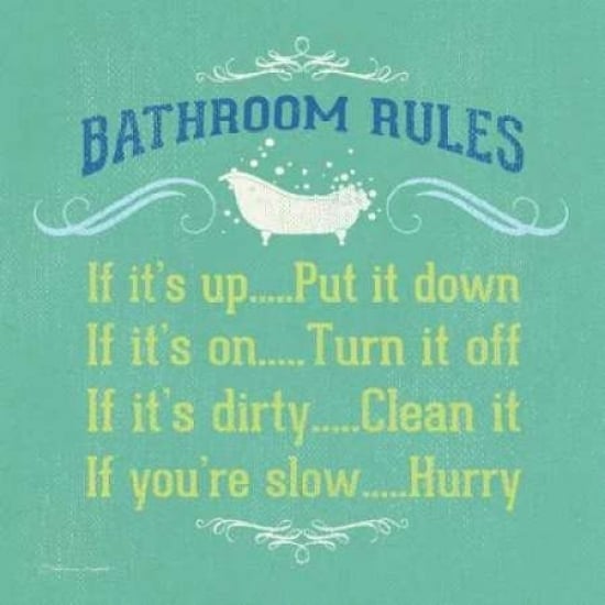 Bathroom Rules - Green Poster Print by Stephanie Marrott-VARPDXSM10438 Image 2