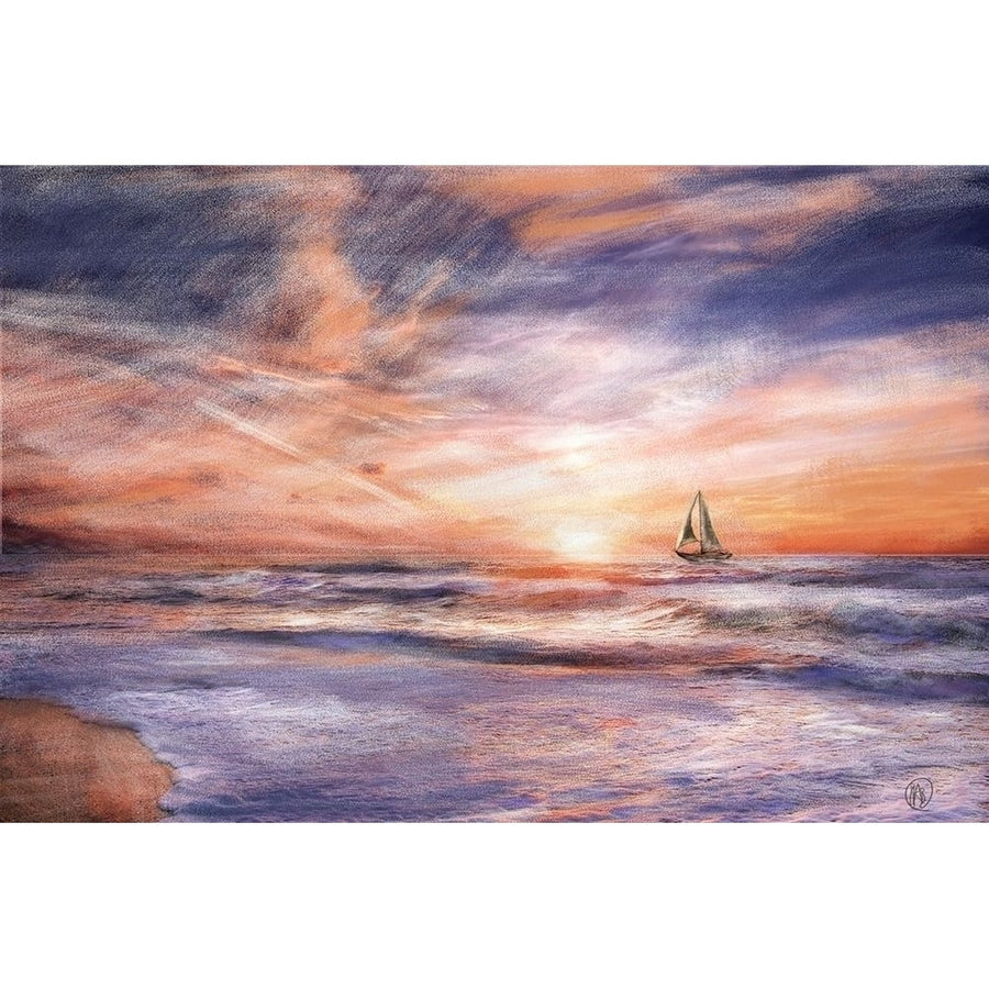 Sunset Sailboat Poster Print by Sarah Butcher-VARPDXSRRC061 Image 1