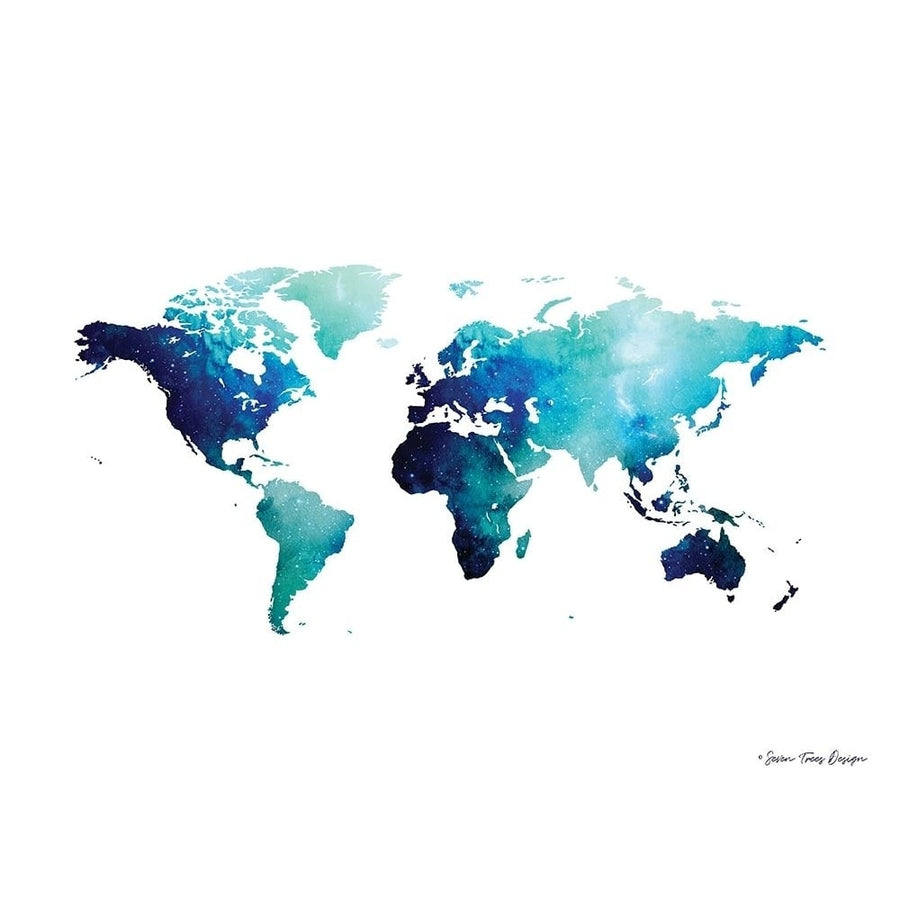 Blue Space World Map Poster Print by Seven Trees Design Seven Trees Design-VARPDXST593 Image 1