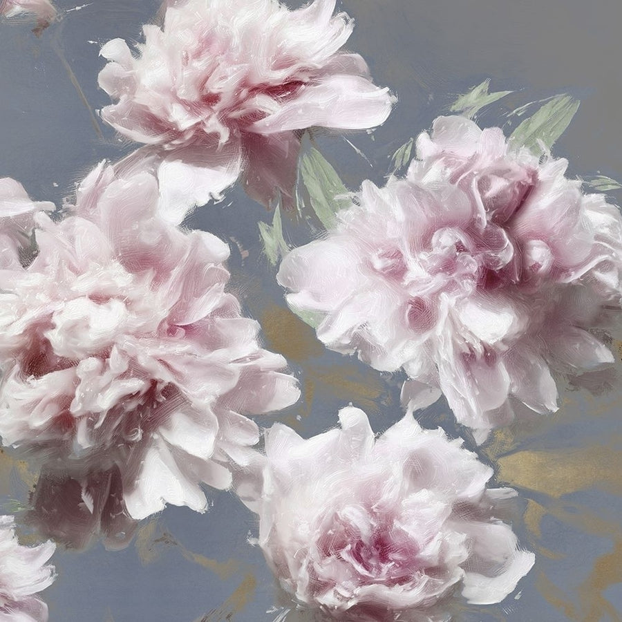 Peonies on Gray and Gold I Poster Print by Shawna Sullivan-VARPDXSU116253 Image 1