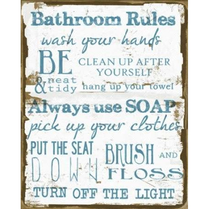 BATHROOM RULES WHITE Poster Print by Taylor Greene-VARPDXTG5RC077B2 Image 1