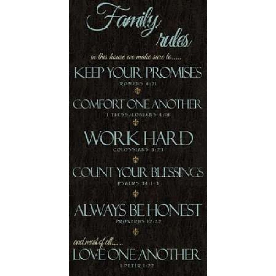 FAMILY RULES SCRIPTURES BLUE Poster Print by Taylor Greene-VARPDXTGPL122A Image 1