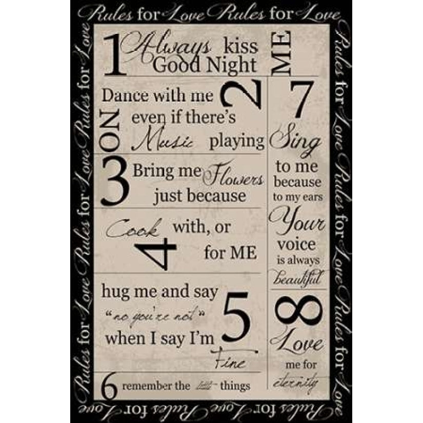 Rules For Love Blk Border Poster Print by Taylor Greene-VARPDXTGRC033B1 Image 1