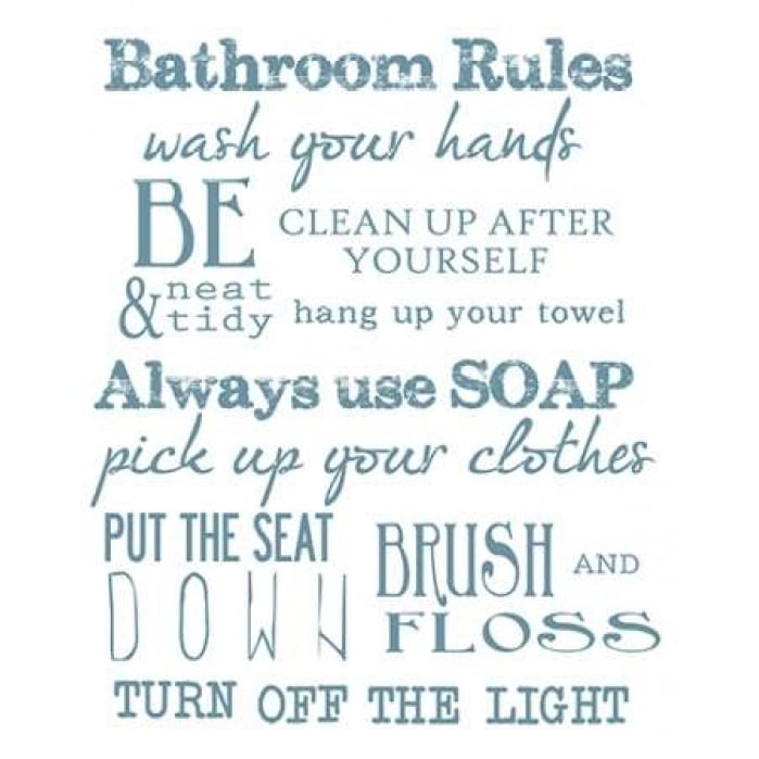 BATHROOM RULES WHITE Poster Print by Taylor Greene-VARPDXTGRC077E Image 1