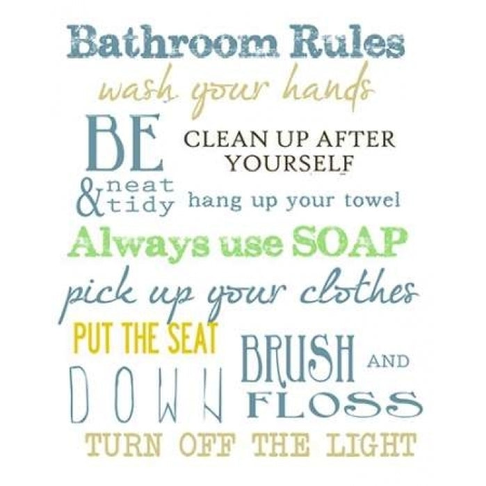 BATHROOM RULES MULTI Poster Print by Taylor Greene-VARPDXTGRC077D Image 1