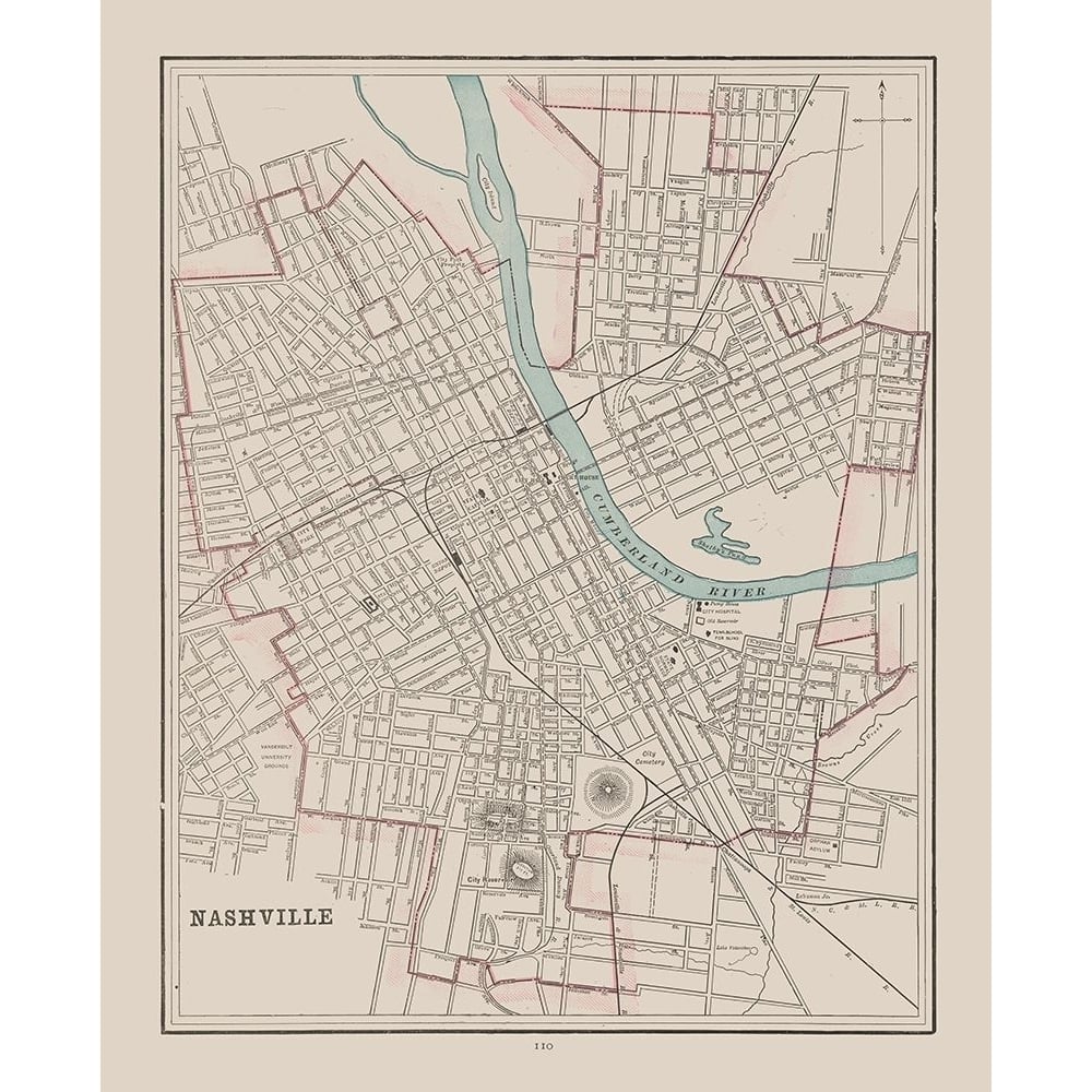 Nashville Tennessee - Cram 1892 Poster Print by Cram Cram-VARPDXTNNA0002 Image 1