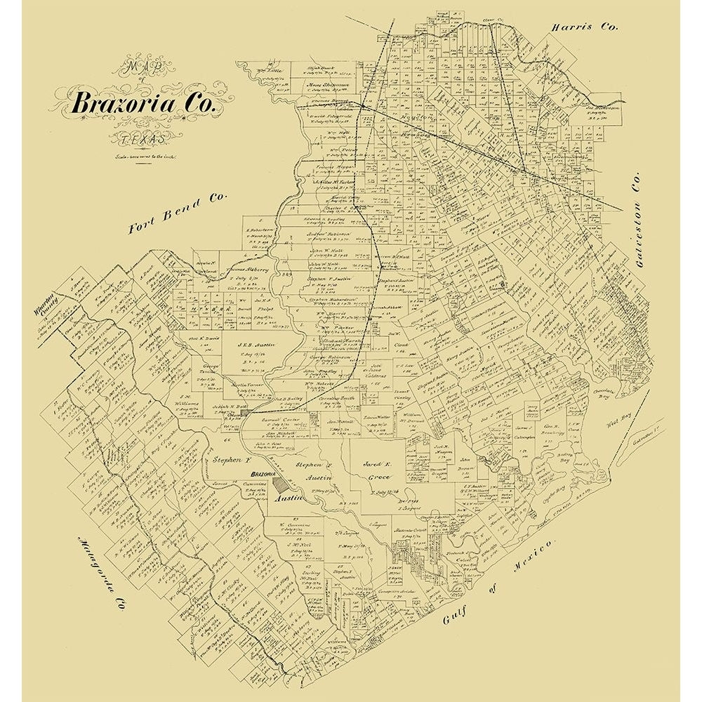 Brazoria County Texas - 1879 Poster Print by Unknown Unknown-VARPDXTXBR0019 Image 1