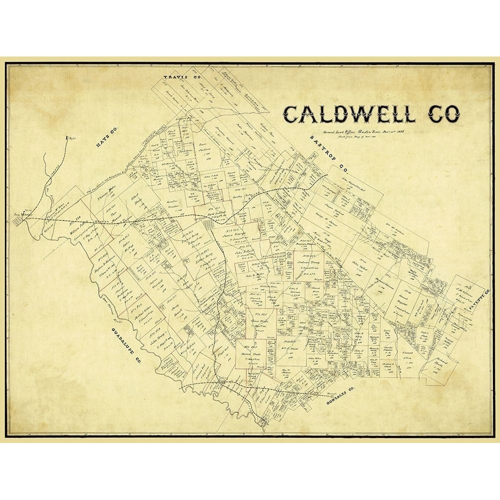 Caldwell County Texas - 1896 Poster Print by Unknown Unknown-VARPDXTXCA0009 Image 1