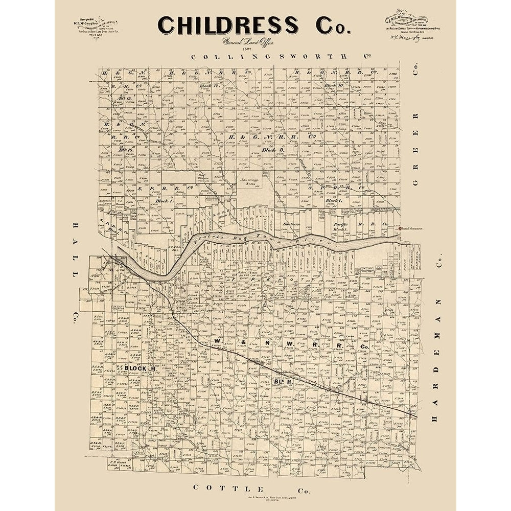 Childress County Texas - McGaughey 1892 Poster Print by McGaughey McGaughey-VARPDXTXCH0012 Image 1