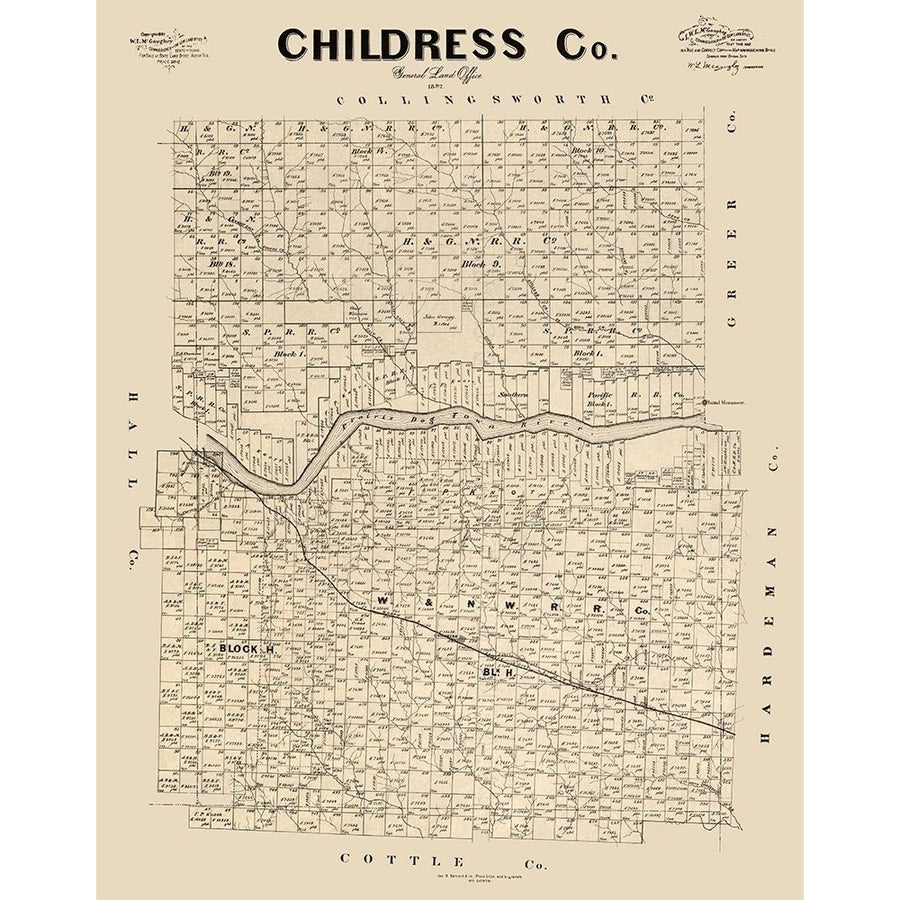 Childress County Texas - McGaughey 1892 Poster Print by McGaughey McGaughey-VARPDXTXCH0012 Image 1