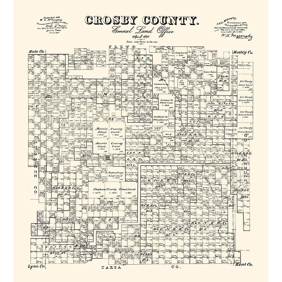 Crosby County Texas - McGaughey 1892 Poster Print by McGaughey McGaughey-VARPDXTXCR0005 Image 1