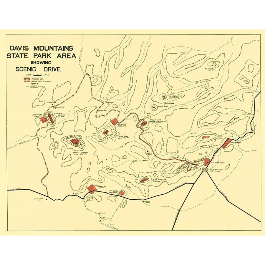 Davis Mountains State Park Texas - Swartz 1935 Poster Print by Swartz Swartz-VARPDXTXDA0011 Image 1