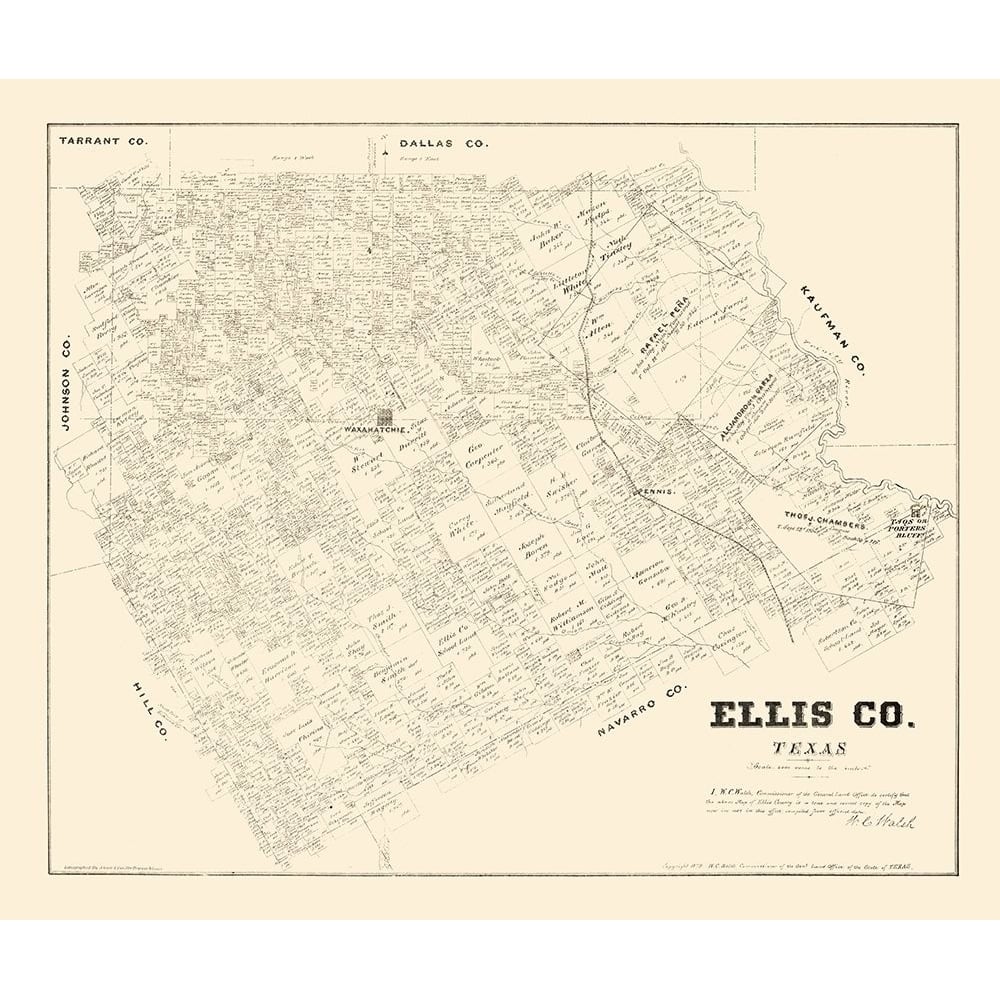 Ellis County Texas - Walsh 1879 Poster Print by Walsh Walsh-VARPDXTXEL0007 Image 1