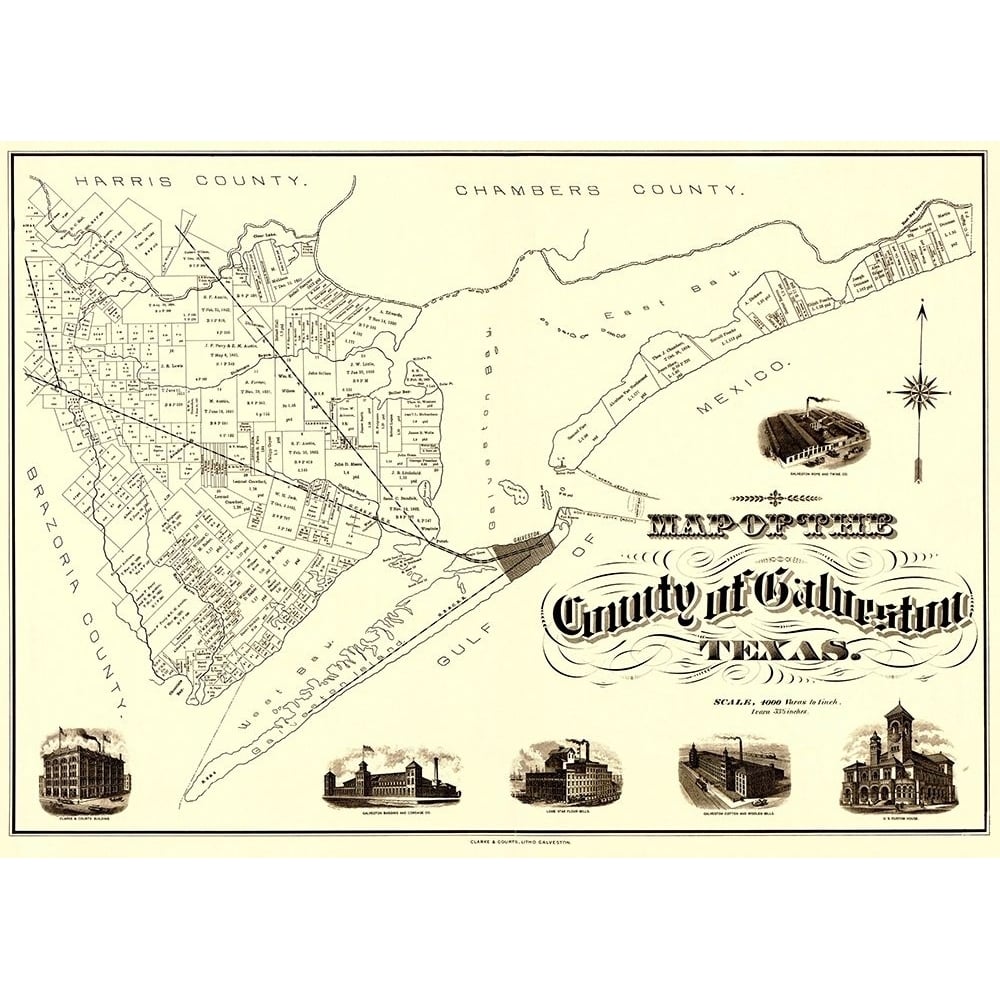 Galveston Texas - Clarke 1902 Poster Print by Clarke Clarke-VARPDXTXGA0009 Image 1