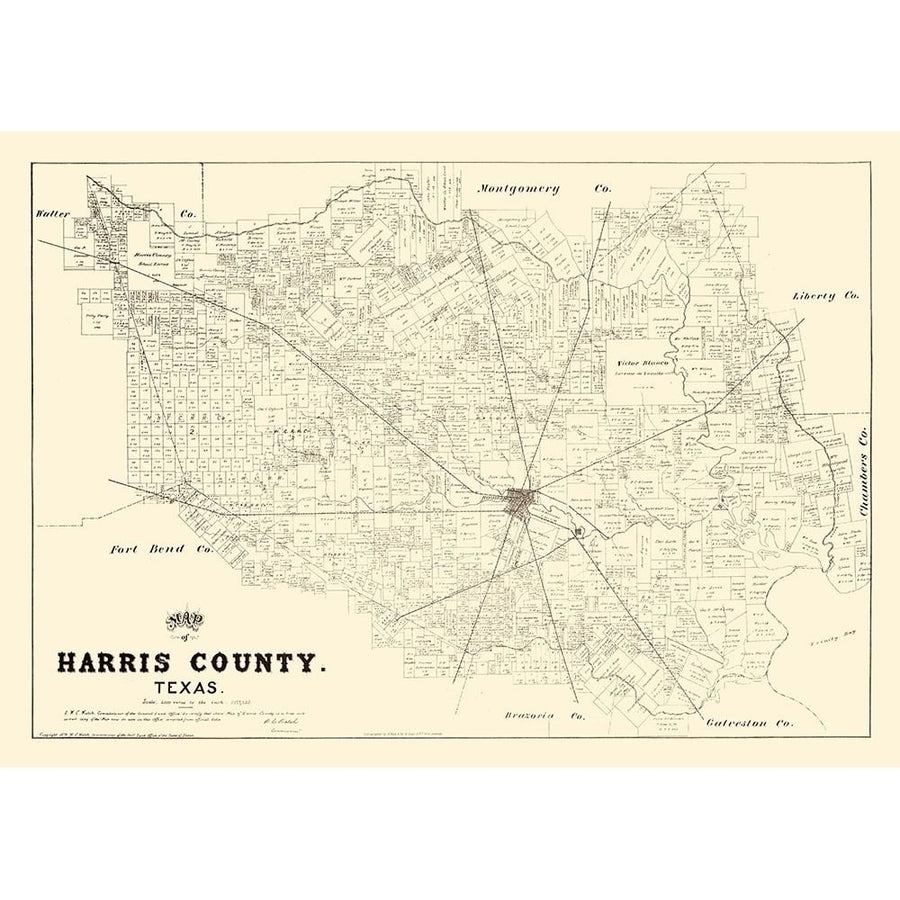 Harris County Texas - Walsh 1879 Poster Print by Walsh Walsh-VARPDXTXHA0014 Image 1