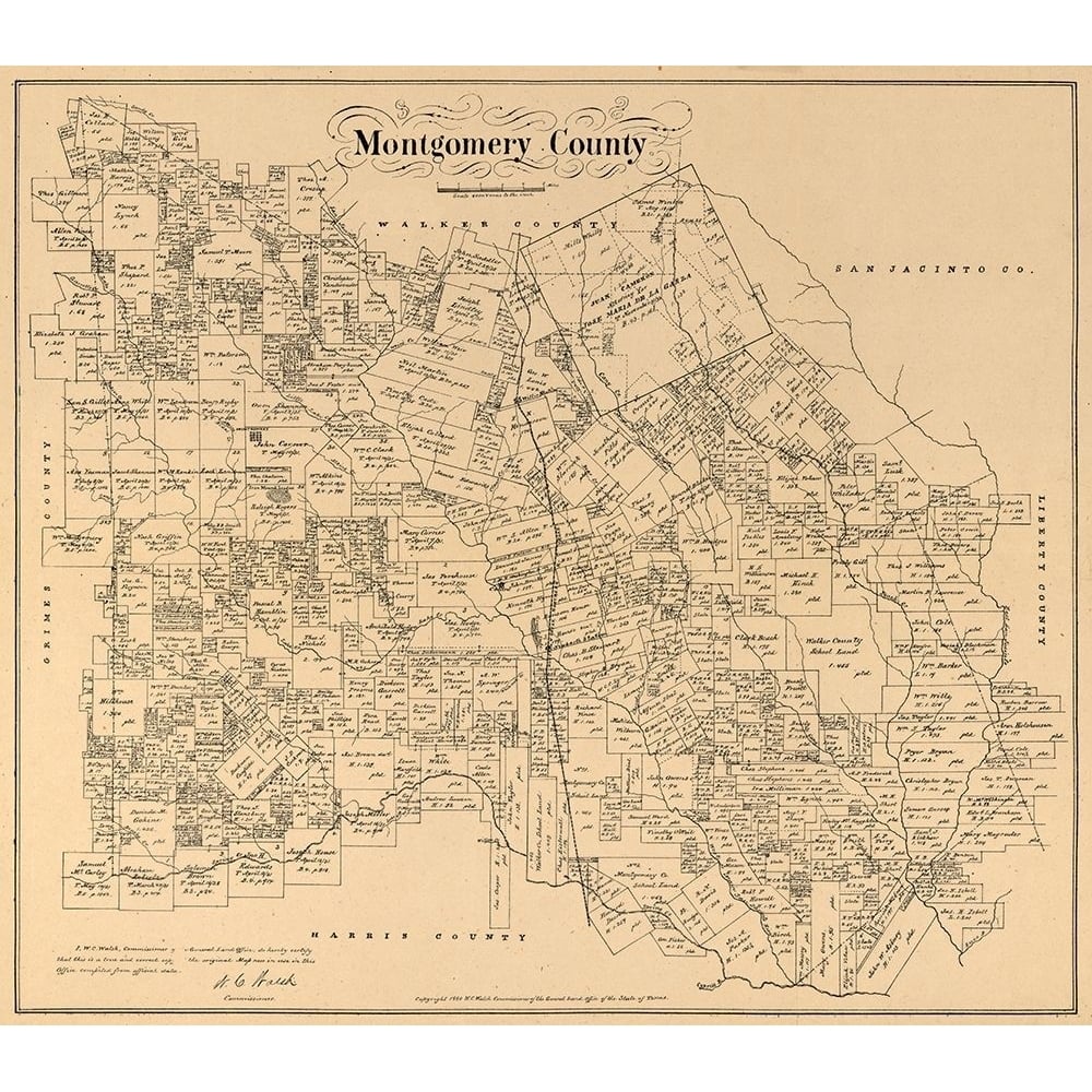 Montgomery County Texas - Walsh 1880 Poster Print by Walsh Walsh-VARPDXTXMO0010 Image 1