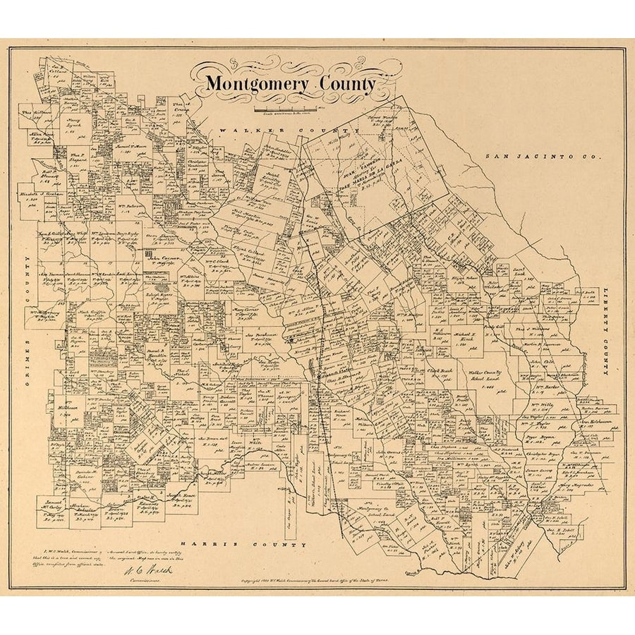 Montgomery County Texas - Walsh 1880 Poster Print by Walsh Walsh-VARPDXTXMO0010 Image 1