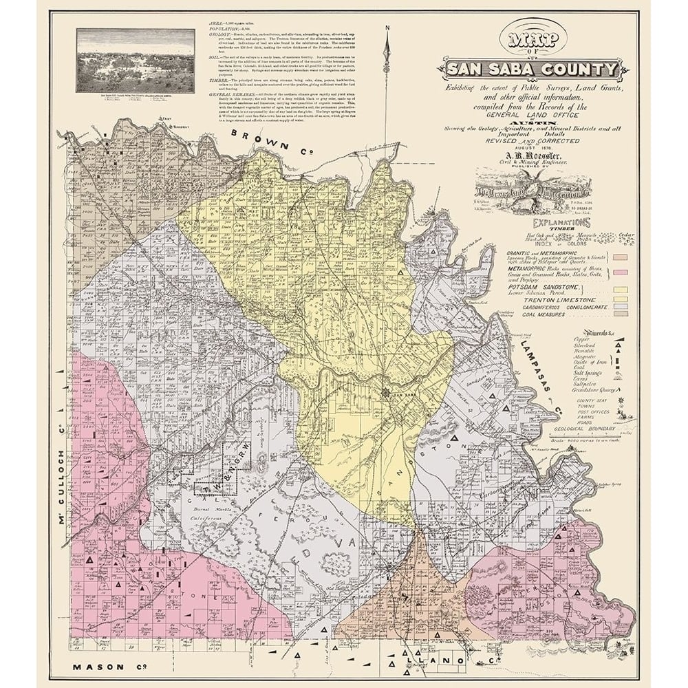 San Saba Texas - Land Office 1876 by Land Office-VARPDXTXSA0007 Image 1