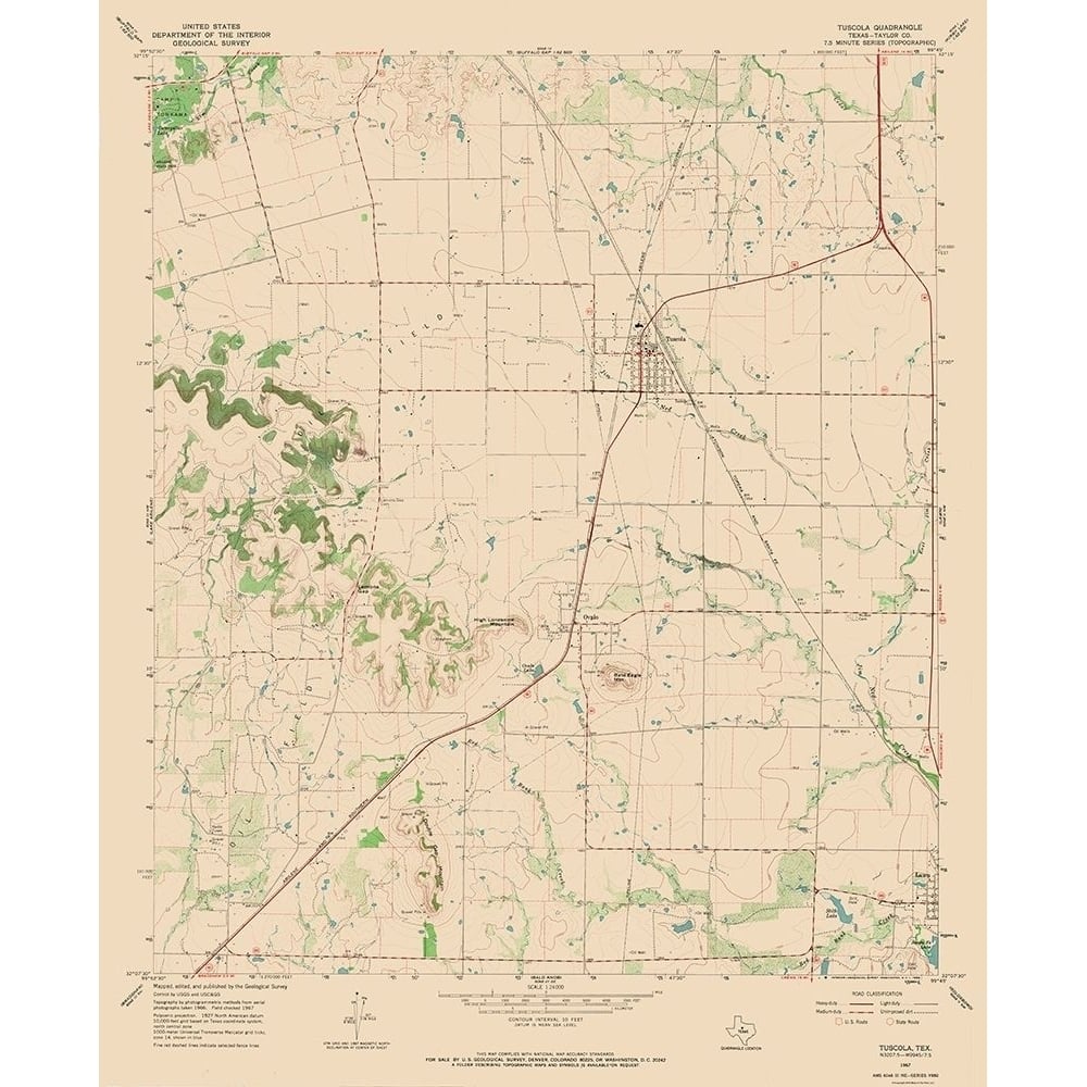 Tuscola Texas Quad - USGS 1967 Poster Print by USGS USGS-VARPDXTXTU0004 Image 1