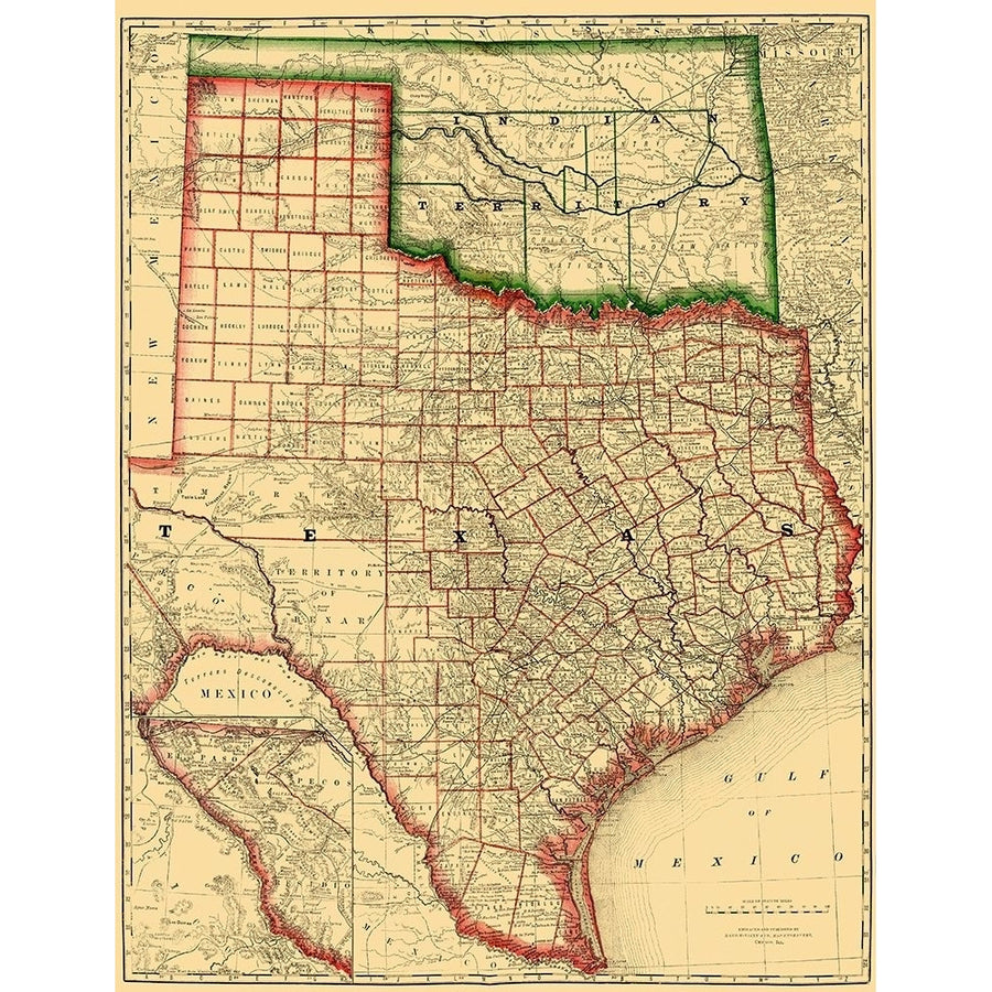 Texas - 1879 Poster Print by Rand McNally Rand McNally-VARPDXTXZZ0010 Image 1